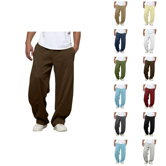 Baggy Casual Pants for Men 2025 Elastic Waist Drawstring Plain Loose Sweatpants with Pockets Streetwear Trousers
