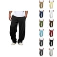 thumbnail image 1 of Baggy Casual Pants for Men 2025 Elastic Waist Drawstring Plain Loose Sweatpants with Pockets Streetwear Trousers, 1 of 8