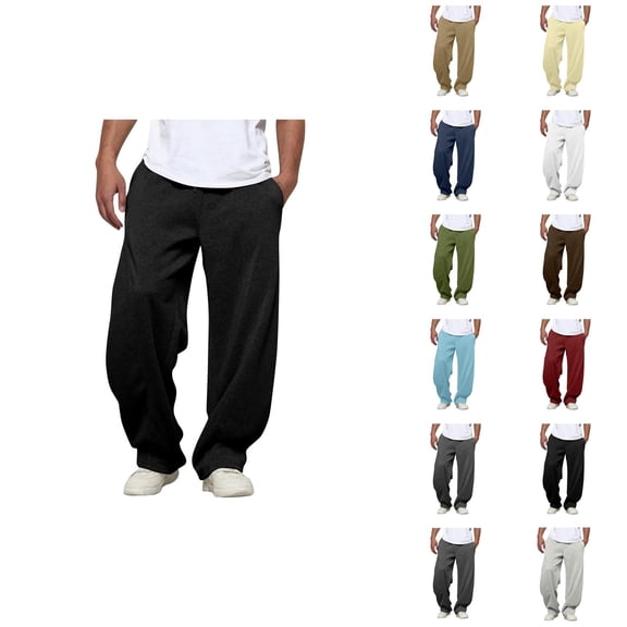 Baggy Casual Pants for Men 2025 Elastic Waist Drawstring Plain Loose Sweatpants with Pockets Streetwear Trousers