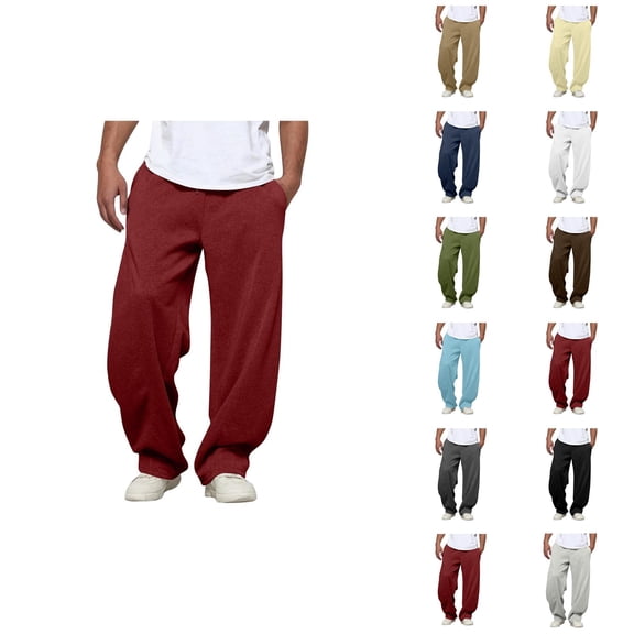 Baggy Casual Pants for Men 2025 Elastic Waist Drawstring Plain Loose Sweatpants with Pockets Streetwear Trousers