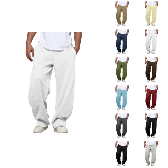 Baggy Casual Pants for Men 2025 Elastic Waist Drawstring Plain Loose Sweatpants with Pockets Streetwear Trousers
