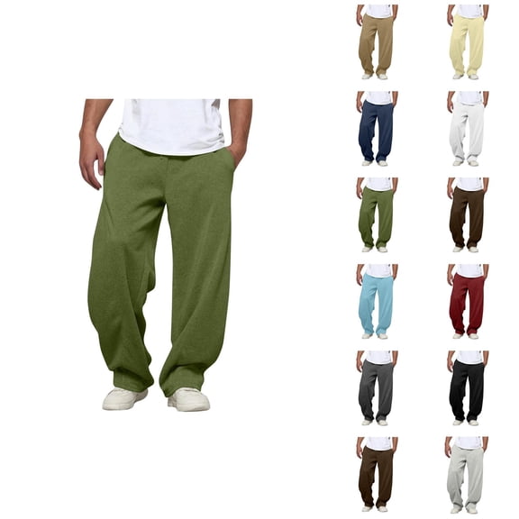 Baggy Casual Pants for Men 2025 Elastic Waist Drawstring Plain Loose Sweatpants with Pockets Streetwear Trousers
