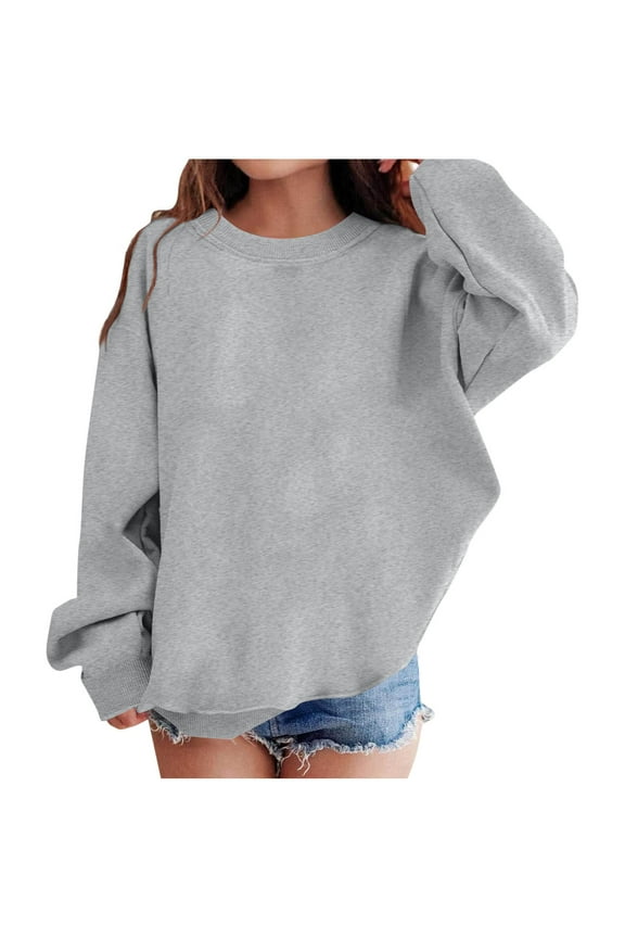 Baggy Cotton Sweatshirt for Teen Girls Boys Preppy Sweat Shirts Aesthetic Long Sleeve Pullover Tops Size 2-12 T