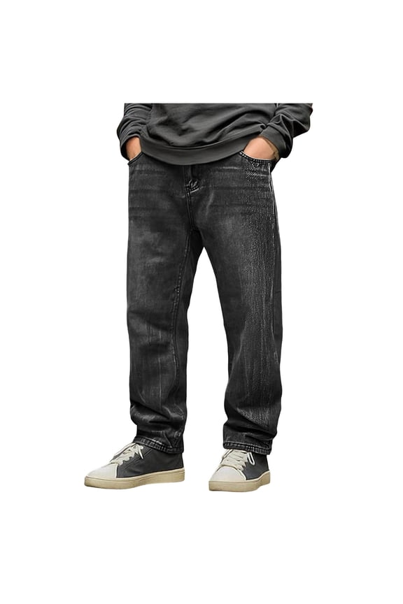 Baggy Fit Jean Men Bootcut Flared Carpenter Jeans Cowboy Mid Rise Denim Pants Loose Fit Skater Trousers Streetwear