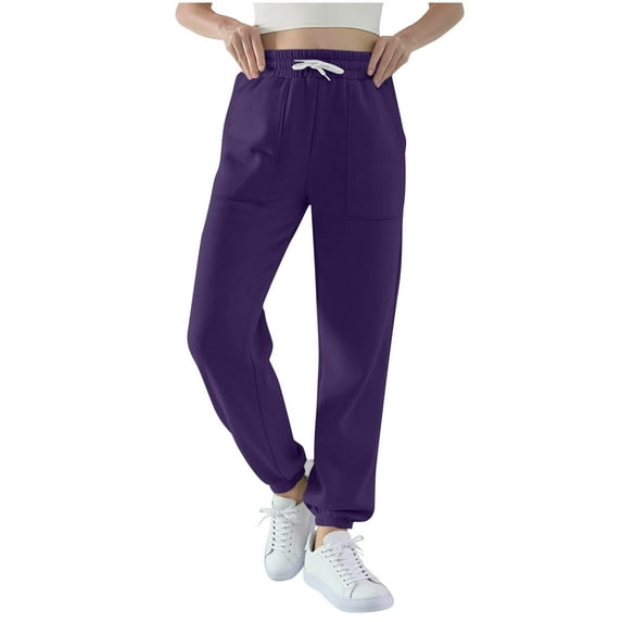 Baggy Fleece Jogger Sweatpant for Womens High Waisted Drawstring Elastic Waist Joggers Pants Relaxed Fit Athletic-Fit Trousers Workout Athletic Track Pants with Pockets