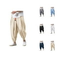 thumbnail image 1 of Baggy Harem Pants for Men 2025 Solid Color Drawstring Elastic Waist Loose Casual Pants with Pockets Hippie Dance Trousers, 1 of 1