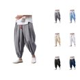 thumbnail image 1 of Baggy Harem Pants for Men Solid Color Elastic Waist Drawstring Loose Casual Pants with Pockets Hippie Dance Trousers, 1 of 1