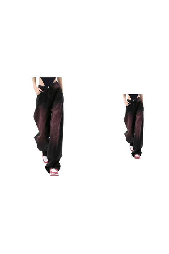 Baggy High Waist Jeans for Women Y2K Vintage Boyfriend Style, Loose Straight Leg Streetwear Trousers with E-Girl
