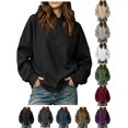 thumbnail image 1 of Baggy Hoodie Zaewscy Fashion Women's Casual Comfortable Solid Hoodie Long Sleeve Hooded Sweatshirt Blouse Black M, 1 of 9