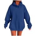 thumbnail image 1 of Baggy Hoodies for Women Oversized Sweatshirts Cotton Solid Color Fleece Loose Casual Hoodie Womens Long Sleeves Tops Pullover with Pockets #02 Blue XXL, 1 of 4