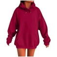 thumbnail image 1 of Baggy Hoodies for Women Oversized Sweatshirts Cotton Solid Color Fleece Loose Casual Hoodie Womens Long Sleeves Tops Pullover with Pockets #05 Wine XXL, 1 of 4