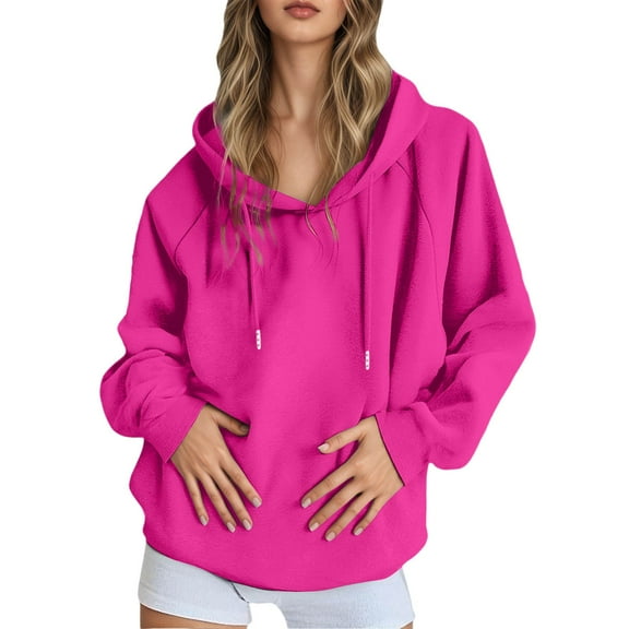 Baggy Hoodies for Women Trendy Oversized Hooded Sweatshirts Casual Long Sleeve Pullover Sweaters Winter Clothes Tops (Hot Pink-02,Medium)