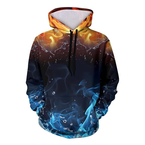 Baggy Hoodies for Women and Men 3D Printed Casual Trendy Pullover Hooded Sweatshirt with Pocket Long Sleeve Tops (2XL, Light Blue)