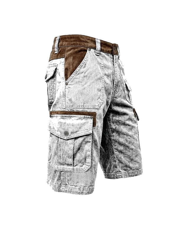 Baggy Jean Shorts Men, Y2k Jorts Cargo Ripped Short Jeans Mens Denim Shorts Comfy Casual Streetwear Summer Big and Tall Size M-3XL Gray