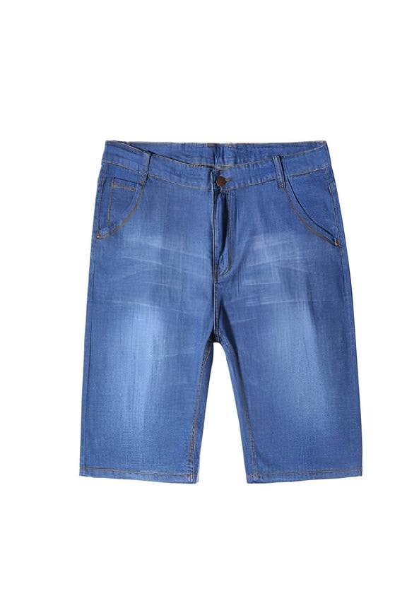 Baggy Jean Shorts for Men Stretch Waist Jorts Oversized Loose Fit Denim Shorts Men's Fashion (Light Blue, Size 29)