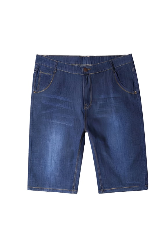 Baggy Jean Shorts for Men Stretch Waist Wide Leg Jorts Fashion Streetwear Shorts Mens Clothes (Dark Blue, Size 32)