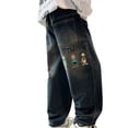 thumbnail image 1 of Baggy Jeans Boys 16 Elastic Waistband Pull-On Loose Denim Pants Relaxed Fit Solid Color Jogger Streetwear Pants Back To School Fashion, 1 of 8