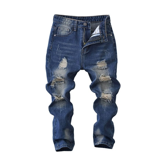 Baggy Jeans For Teens Boys Boy's Skinny Fit Ripped Destroyed Distressed Stretch Fashion Denim Jeans Pants Boys Clothes Size 10-12 Youth