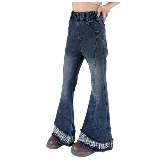 Baggy Jeans for Woman Star Patchwork Denim Pants High Waisted Wide Leg Trousers Y2k Streetwear Girl's Star Patchwork Baggy Jeans Girls Uniform Pants Navy Blue