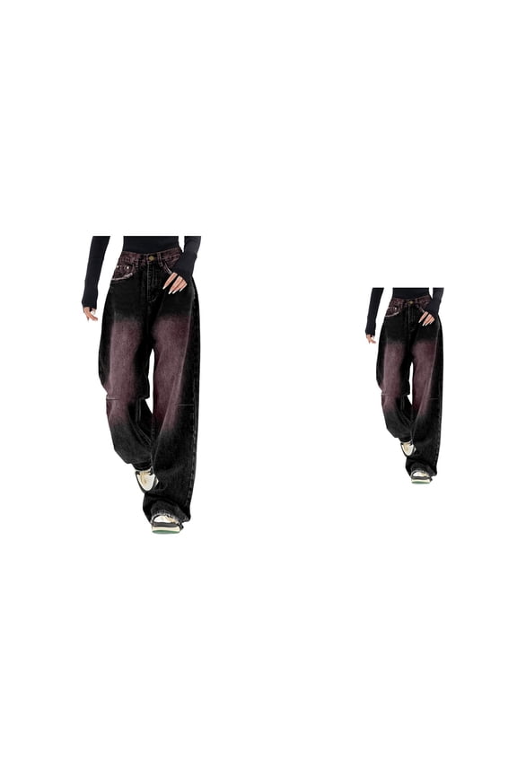 Baggy Jeans for Women High Waist Y2K Boyfriend Pants, Loose Straight Leg Vintage Denim Trousers, E-Girl Streetwear Casual Hop Leisure Jeans