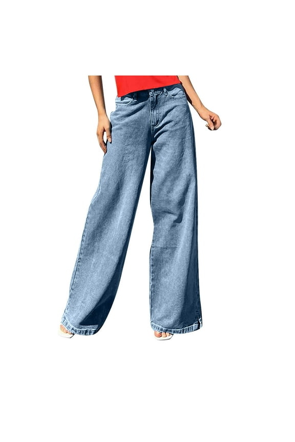 Baggy Jeans Women's Loose 90s High Waist Palazzo Pants Wide Leg Straight Trousers Y2K Boyfriend Jeans for Teen Girls