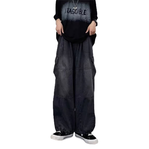 Baggy Jeans Y2k Wide Leg Jeans for Women Vintage Oversized Jean Black grey 3XL