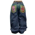 thumbnail image 1 of Baggy Jeans for Men Hop Gothic Style Streetwear Printed Denim Pants Lightweight Comfortable Boyfriend Fall Outdoor Hiking Pants with Pocket, 1 of 8