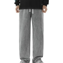 Baggy Jeans for Men Loose Fit Elastic Waist Drawstring Denim Joggers Straight Leg Sweatpants Hip Hop Y2K Streetwear
