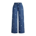 thumbnail image 1 of Baggy Jeans for Women Bow Cute Denim Jeans High Waisted Straight Leg Pants Clothes, 1 of 3