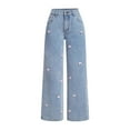 thumbnail image 1 of Baggy Jeans for Women Bow Cute Denim Jeans High Waisted Straight Leg Pants Clothes, 1 of 7