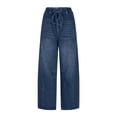 thumbnail image 1 of Baggy Jeans for Women High Waisted Wide Leg Jeans Elastic Waist Strechy Drawstring Pull On Denim Pants with Pockets, 1 of 9