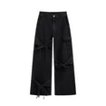 thumbnail image 1 of Baggy Jeans for Women Low Waisted Wide Straight Leg Bow Jeans Denim Pants, 1 of 7