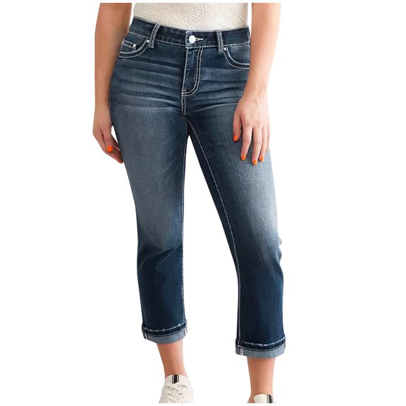 Baggy Jeans for Women Petite MIUOWANP Women's Embroidered Pocket Low Rise Skinny Denim Pants Blue XXL