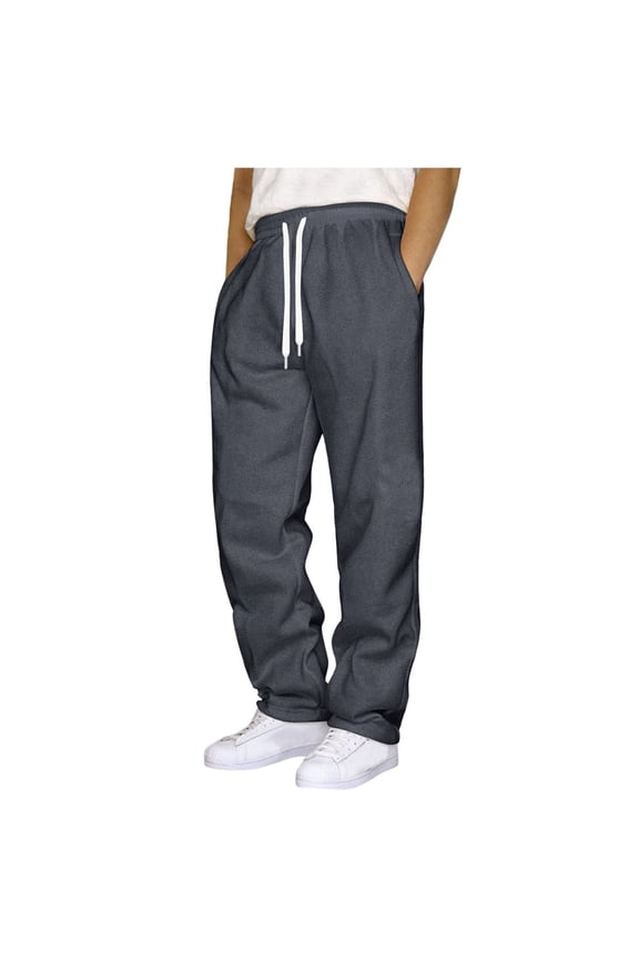Mens Pants Casual Mens Cargo Pants Open Bottom Fleece Hiking Jogger Cargo Sweatpants for Men with Pockets