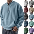 thumbnail image 1 of Baggy Men's Sweatshirts Quarter Zip Pullover Loungewear 1/4 Zip Pullover Long Sleeve Cold Weather Polo Sweaters Mint Green L, 1 of 4