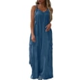 thumbnail image 1 of Baggy Overalls for Women Loose Fit Summer Casual Wide Leg Jumpsuits with Pockets Long Cargo Pants Oversized Rompers Blue M, 1 of 6