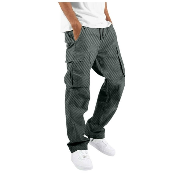 Baggy Pants Men Loose Leg Baggy Cargo Sweatpants for Men Plus Size Elastic Waist Sweat Pants Drawstring Open Bottom Athletic Joggers Trousers
