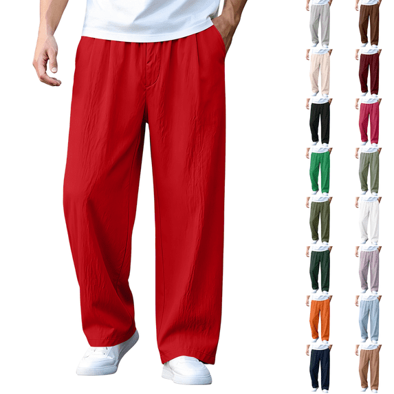 Baggy Pants Men Relaxed Fit Joggers Lounge Oversized Essentials Casual Solid Baggy Wide Leg Flared Uncuffed