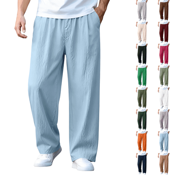 Baggy Pants Men Relaxed Fit Joggers Lounge Oversized Essentials Casual Solid Baggy Wide Leg Flared Uncuffed