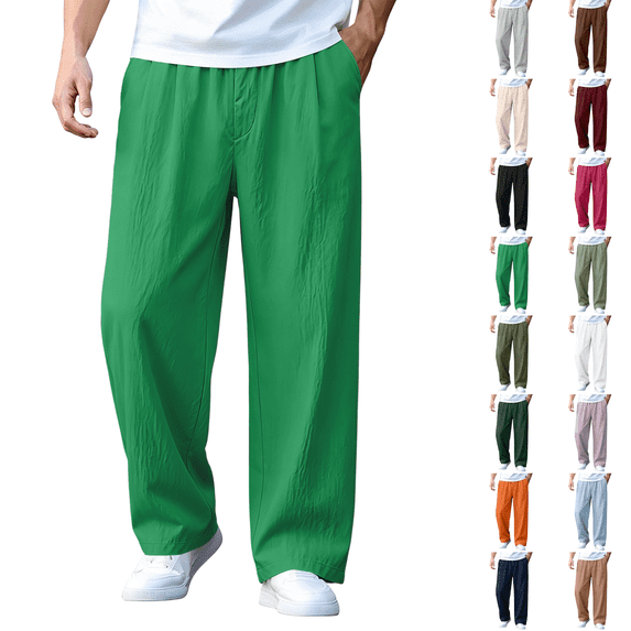 Baggy Pants Men Relaxed Fit Joggers Lounge Oversized Essentials Casual Solid Baggy Wide Leg Flared Uncuffed