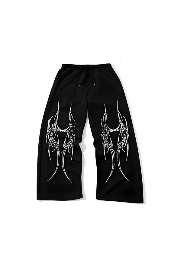 Baggy Pants Y2k Goth Sweatpants Skeleton Print Soft Breathable Polyester Adjustable Waist Daily Streetwear Pants S-2XL