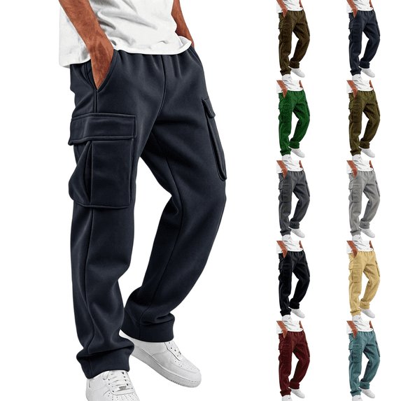 Baggy Pants for Men Lightweight Stretch Hiking Joggers Fleece Comfy Exercise Workout Lounge Pants with Pockets Navy 3XL