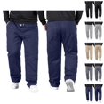 thumbnail image 1 of Baggy Pants for Men Plus Size Elastic Waist Drawstring Loose Fit Straight Leg Stretchy Casual Pants Trousers, 1 of 1