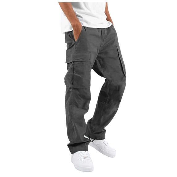 Baggy Pants for Teens Plus Size Cargo Pants For Men Solid Casual Multiple Pockets Outdoor Straight Type Fitness Pants Cargo Pants Trousers