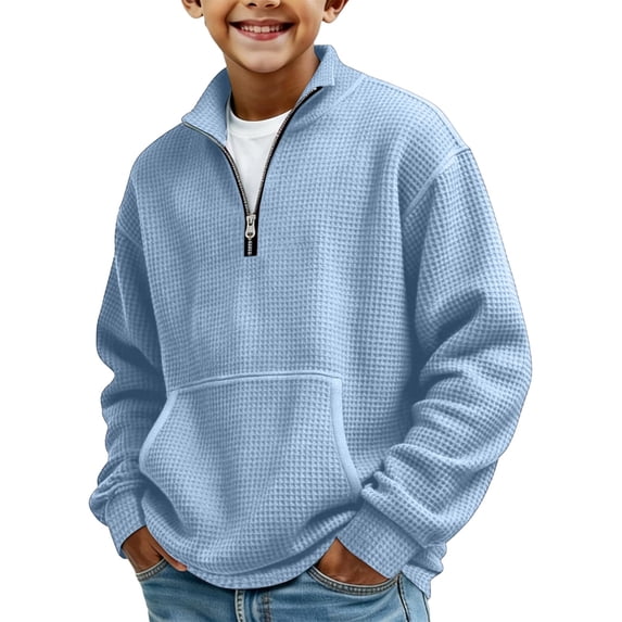 Baggy Shirts for Teens Boys Quarter Zip Pullover Sweatshirt Long Sleeve Active Tops