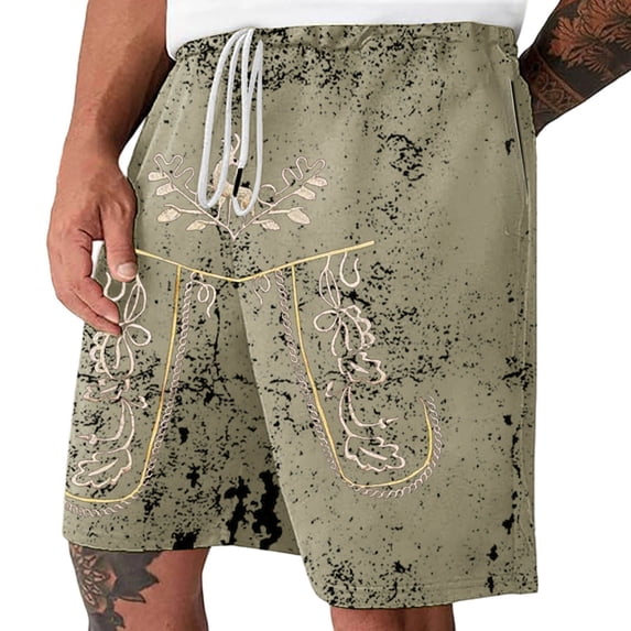 Baggy Shorts Men Men's Oktoberfest Print Distressed Casual Shorts for Festival Celebration and Casual Wear Clear M
