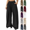 thumbnail image 1 of Baggy Sports Sweatpants for Women Cozy Elastic Waist Loose Fit Solid Color Lounge Home Everyday Pants with Pockets, 1 of 9