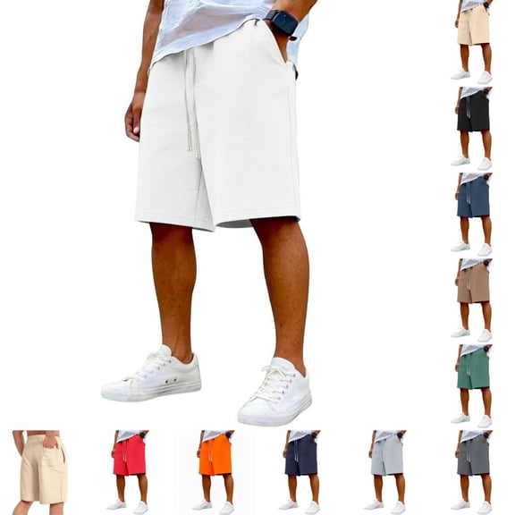 Baggy Sweat Shorts for Men Cotton Under Knee Length Loose Shorts Y2K Style Raw Hem Basketball Elastic Waist Shorts with Pockets White XL