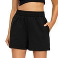 thumbnail image 1 of Baggy Sweat Shorts for Women 2025 Stretchy Pull on Breathable Lightweight Shorts Elastic Waist High Rise Sleeping Sweat Shorts with Pockets Black 2XL, 1 of 8