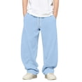 thumbnail image 1 of Baggy Sweatpants Boys Straight Leg Open Bottom Sweatpants with Pockets Teens Loose Fit Elastic Waist Sweat Pants 3-15Y, Light Blue, 1 of 9